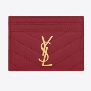 CASSANDRE SAINT LAURENT MATELASSÉ CARD CASE IN GRAIN DE POUDRE EMBOSSED …